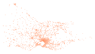 21,913 licences drawn in 1,524 cells of 0.05 degrees, the fullest with 2,575.