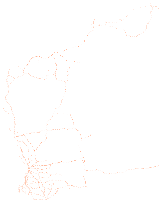 1,664 stopping places drawn in 1,212 cells of 0.05 degrees, the fullest with 6.