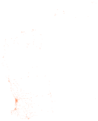 2,419 count sites drawn in 740 cells of 0.05 degrees, the fullest with 72.