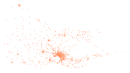 2,301 schools drawn in 706 cells of 0.05 degrees, the fullest with 34.