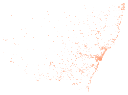 19,231 licences drawn in 1,652 cells of 0.05 degrees, the fullest with 2,010.