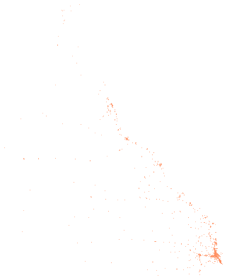92,244 price changes drawn in 600 cells of 0.05 degrees, the fullest with 1,841.